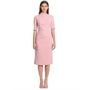 Maggy London Erin Draped Midi Sheath Dress Shell Pink Size 8 NWT